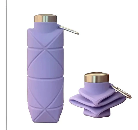 Botella Plegable De Silicona Portátil Para Agua Gimnasio Celeste