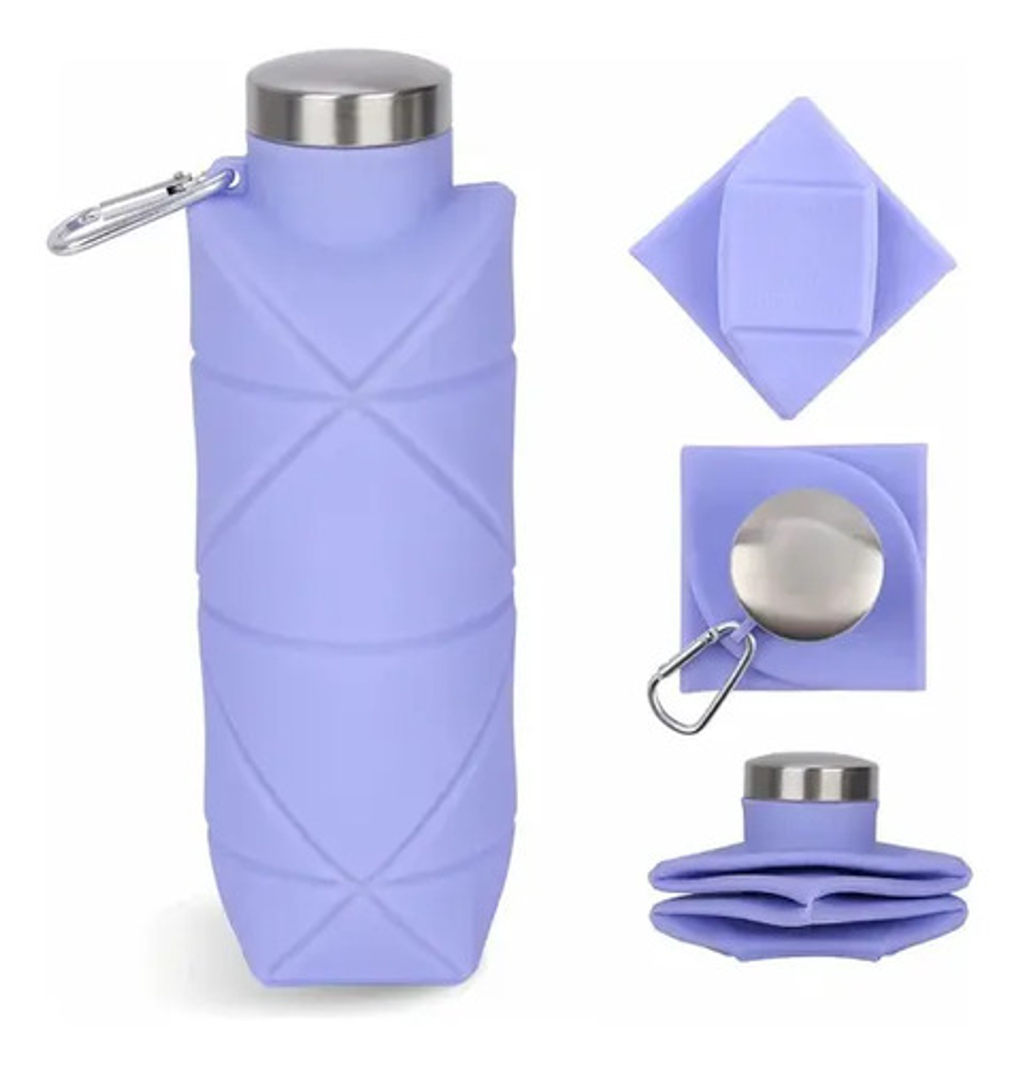 Botella Plegable De Silicona Portátil Para Agua Gimnasio Celeste 2