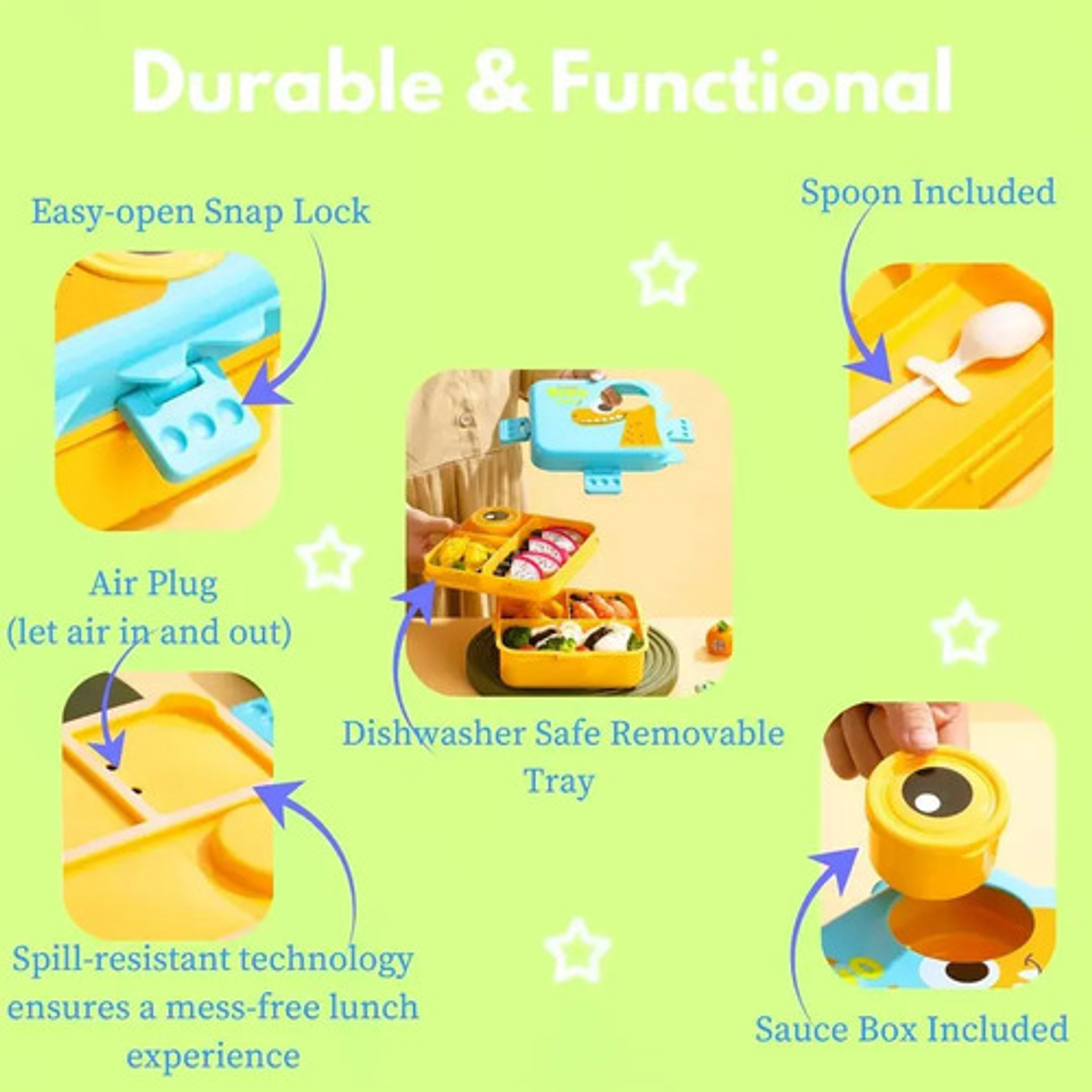 Lonchera Infantil Super Dino Con Compartimentos 23 X 19 X 9  3