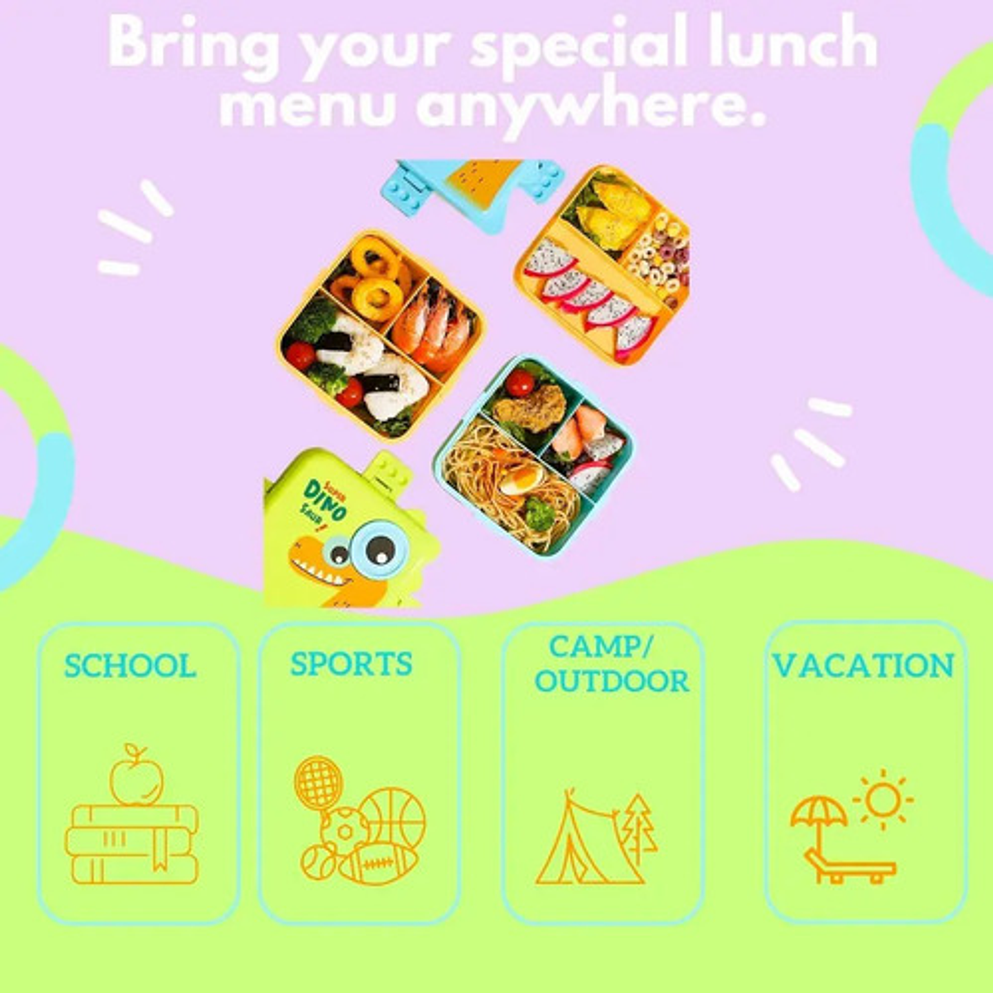 Lonchera Infantil Super Dino Con Compartimentos 23 X 19 X 9  5