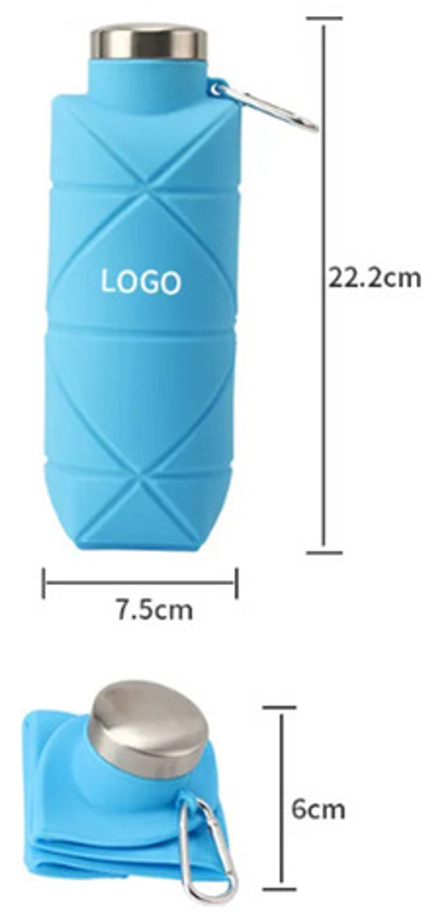 Botella Plegable De Silicona Portátil Para Agua Gimnasio Celeste 4