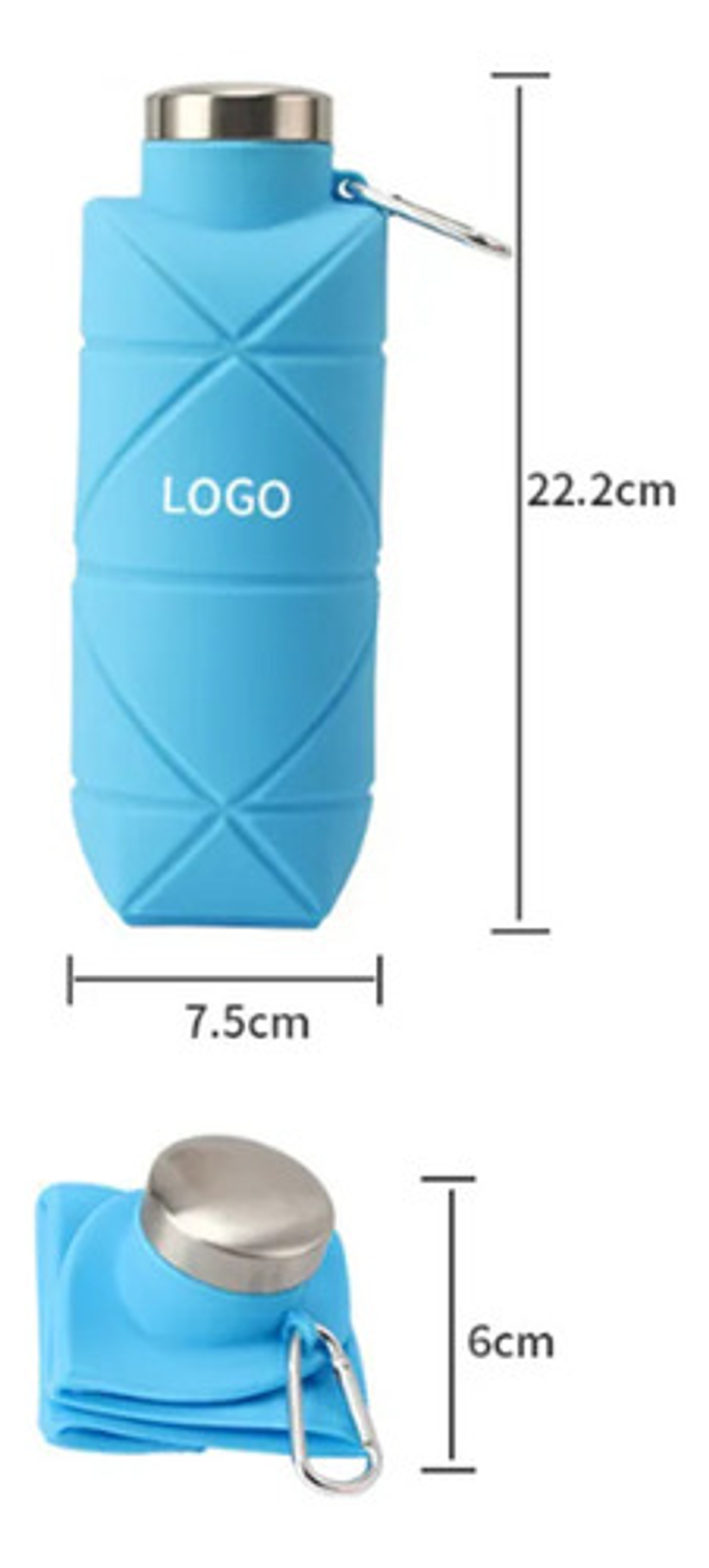 Botella Plegable De Silicona Portátil Para Agua Gimnasio Celeste 4