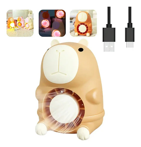 Ventilador Usb Infantil Con Luz Led Capibara