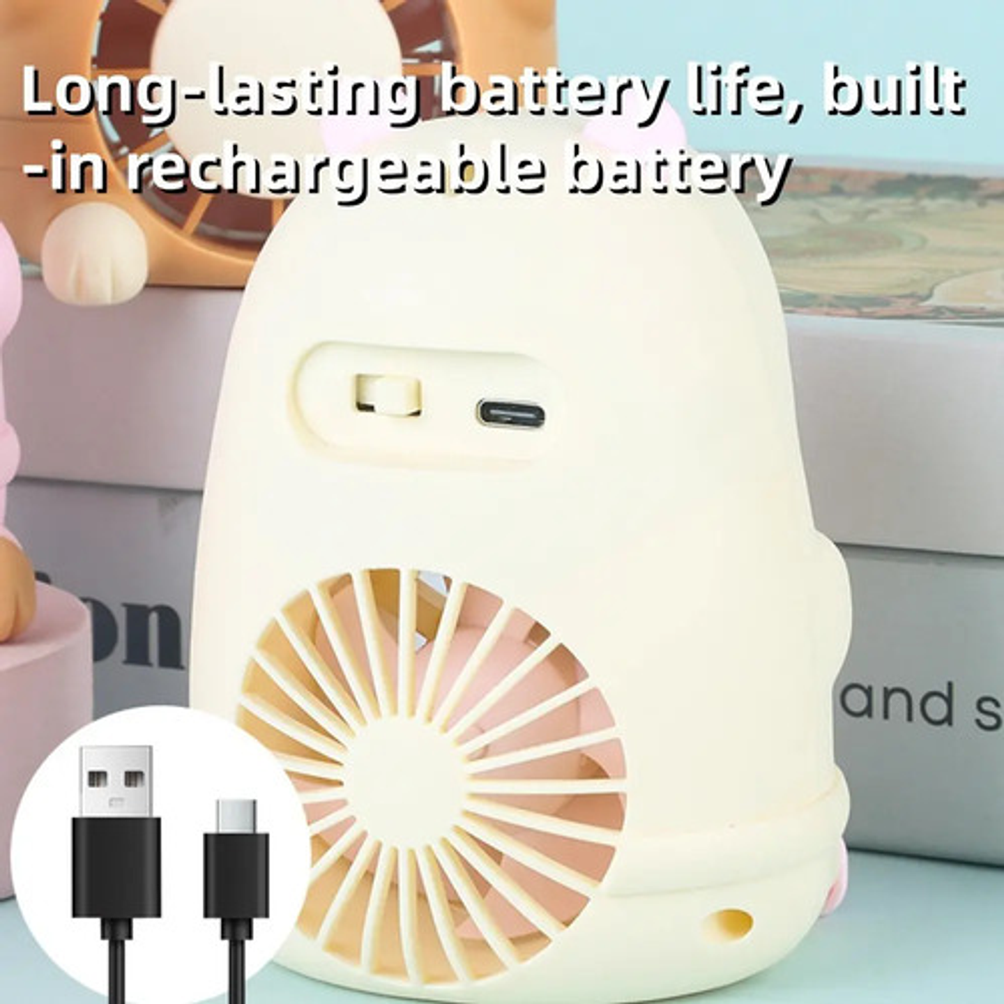 Ventilador Usb Infantil Con Luz Led Capibara 3