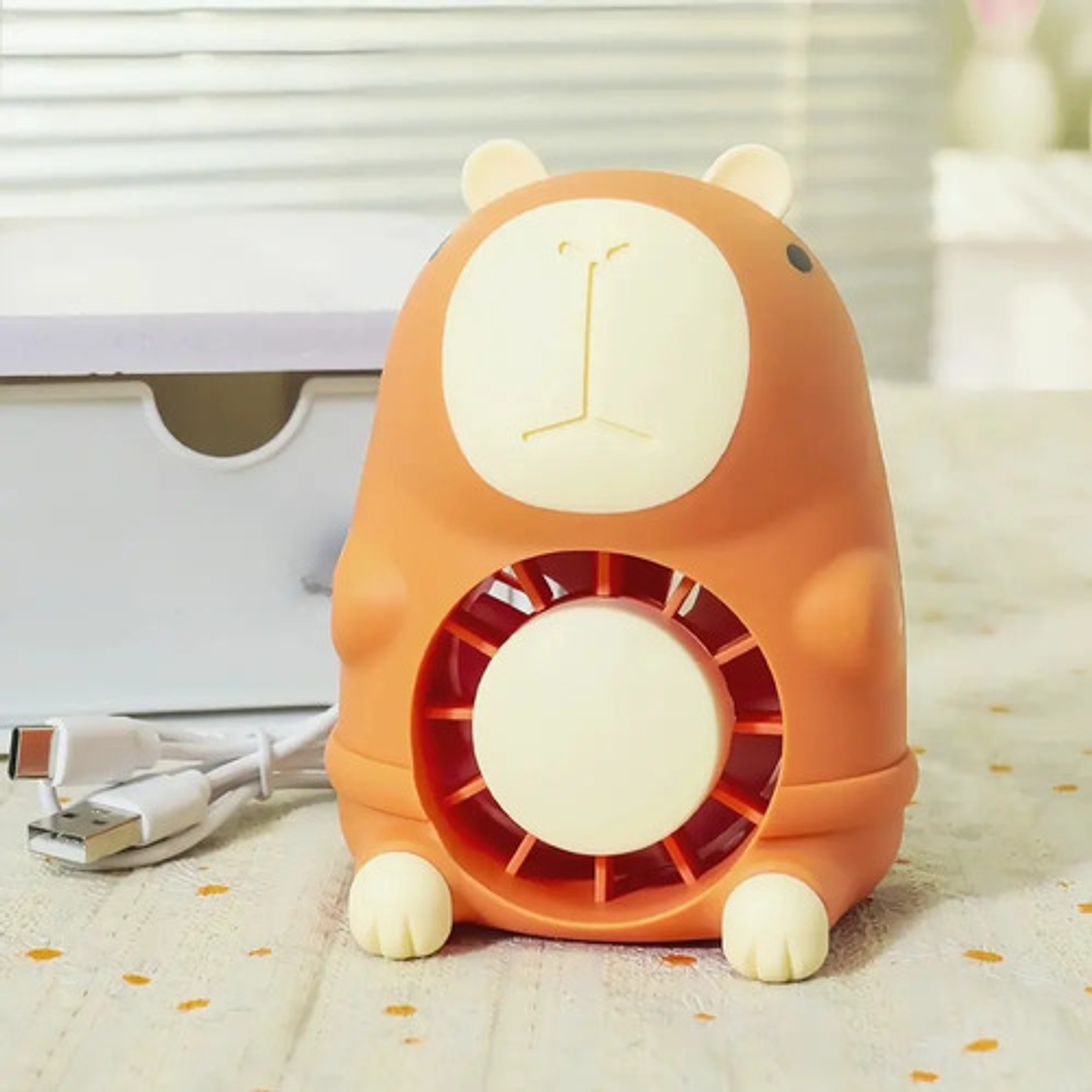 Ventilador Usb Infantil Con Luz Led Capibara 5