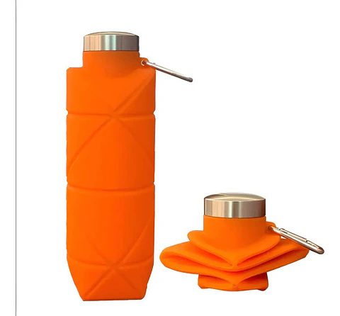 Botella Plegable De Silicona Portátil Para Agua Gimnasio Celeste