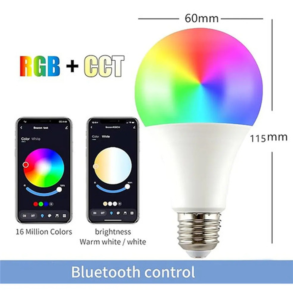 Pack 3 Ampolletas Inteligentes Rgb Cct Wifi Tuya 9w 2