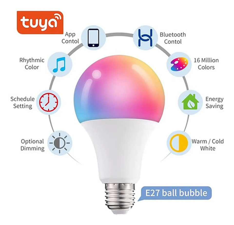 Pack 3 Ampolletas Inteligentes Rgb Cct Wifi Tuya 9w 3