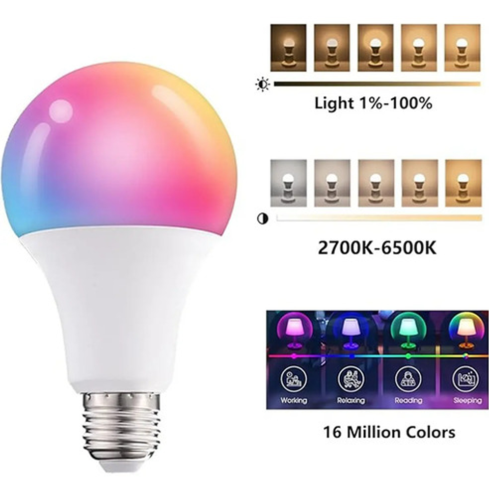 Pack 3 Ampolletas Inteligentes Rgb Cct Wifi Tuya 9w 7