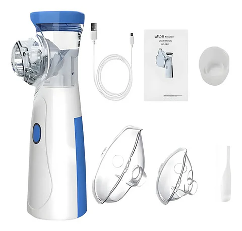 Nebulizador Ultrasónico Portátil Inalámbrico Silencioso Micromalla Mesh Blanco/azul