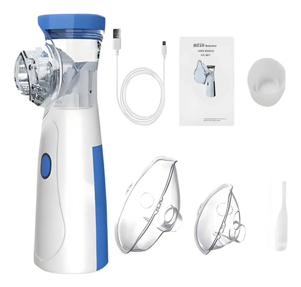 Nebulizador Ultrasónico Portátil Inalámbrico Silencioso Micromalla Mesh Blanco/azul 1