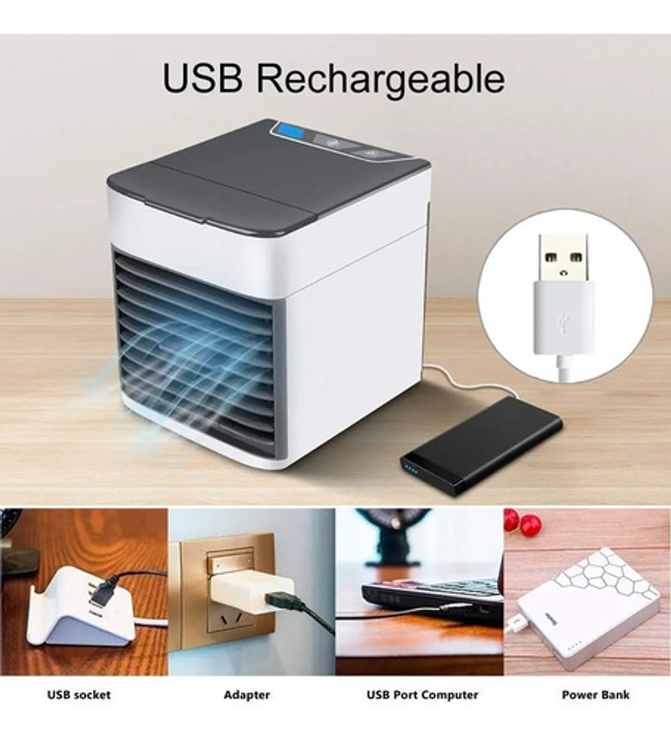 Mini Enfriador Portátil Aire Acondicionado Ventilador Frio Color Blanco 5