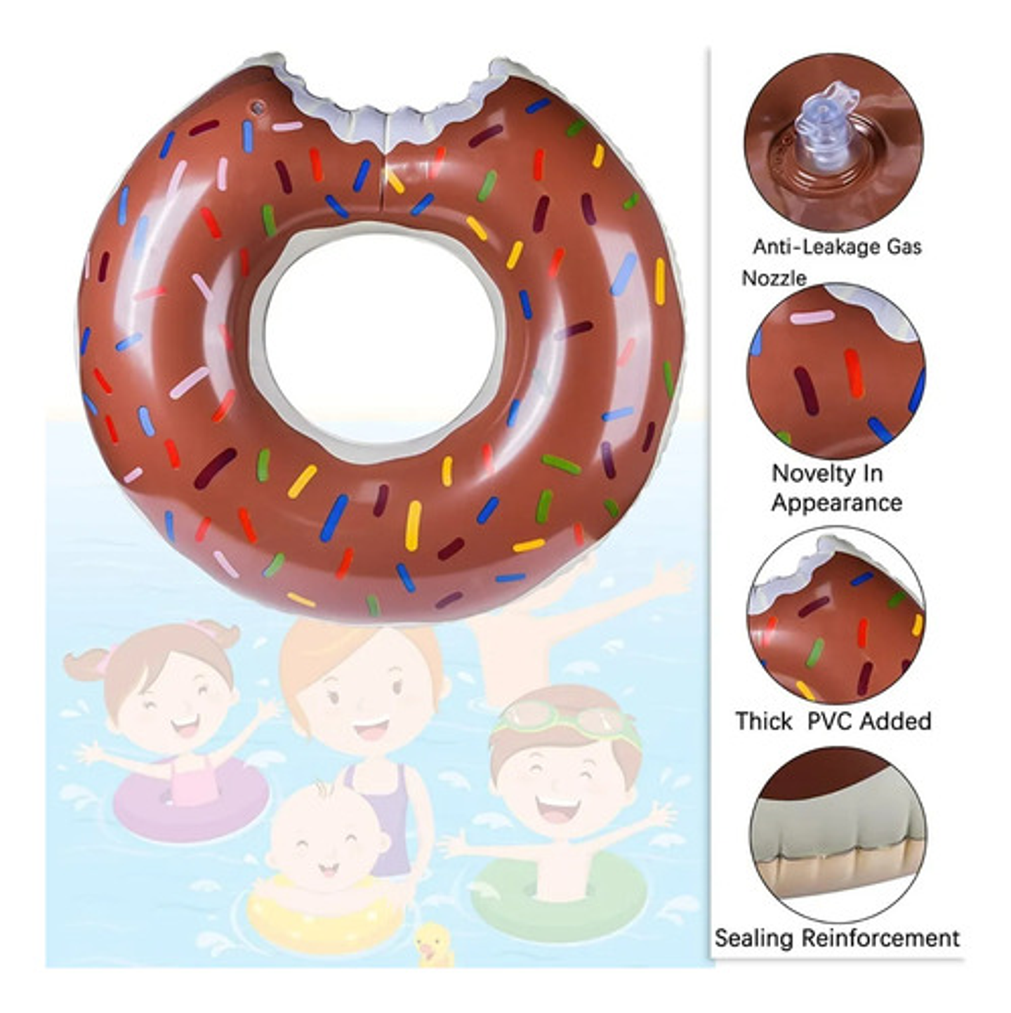 Flotador Dona Donuts Flotadores Inflables Piscina 60cm Chocolate 3