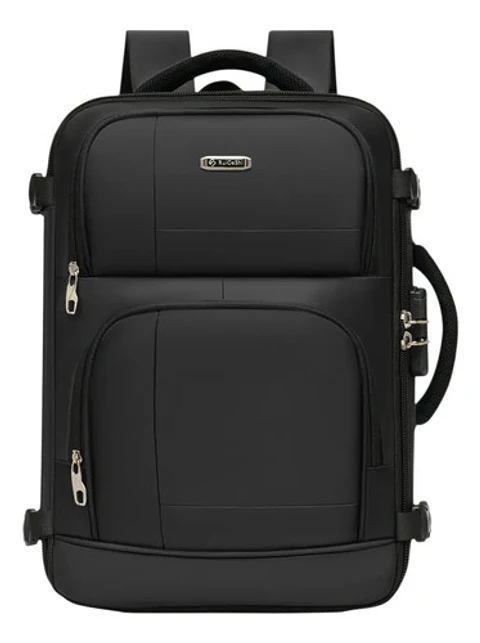 Mochila Urbana Con Capucha Integrada Porta Laptop Reforzada Negro Liso