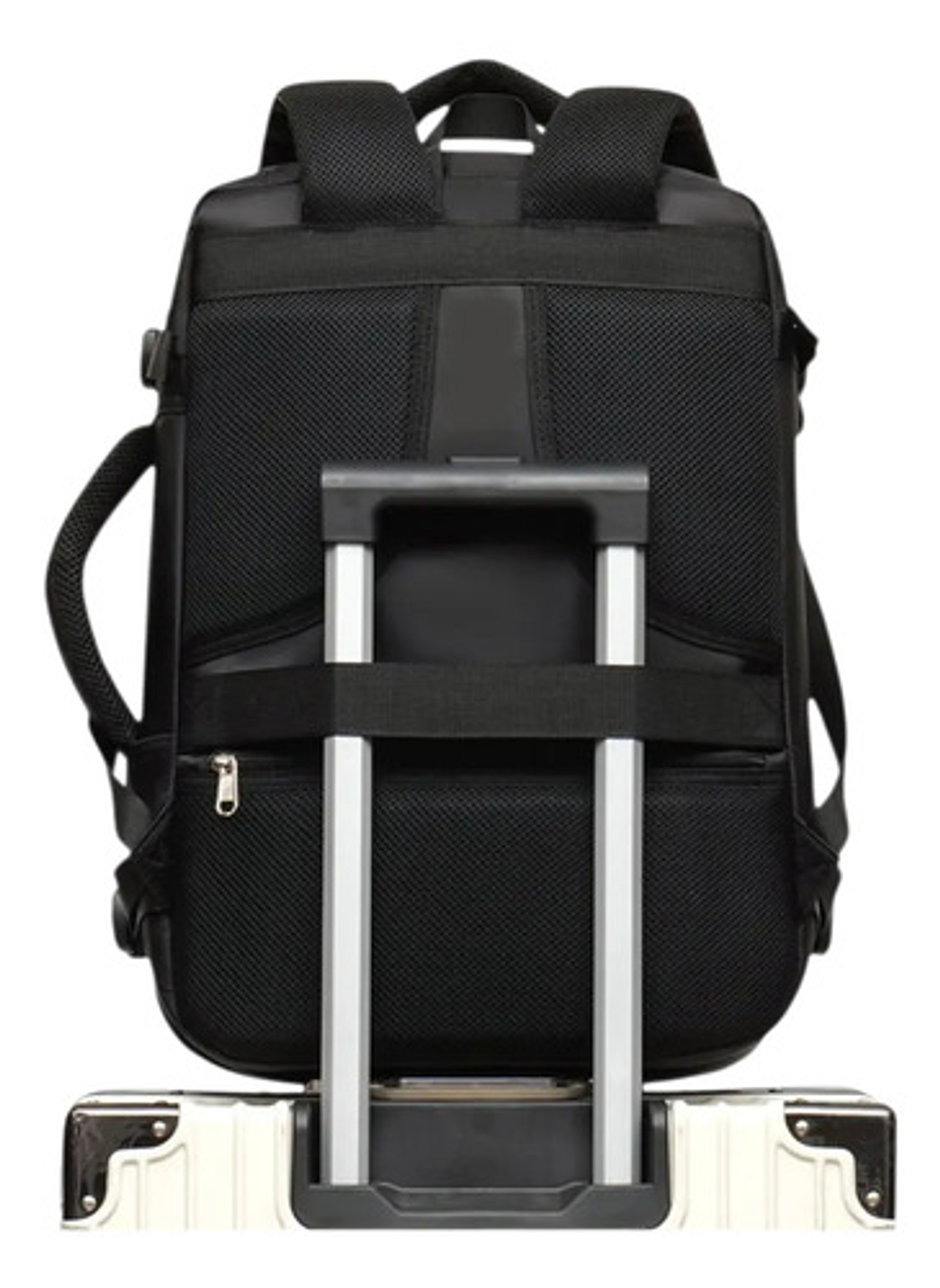 Mochila Urbana Con Capucha Integrada Porta Laptop Reforzada Negro Liso 4