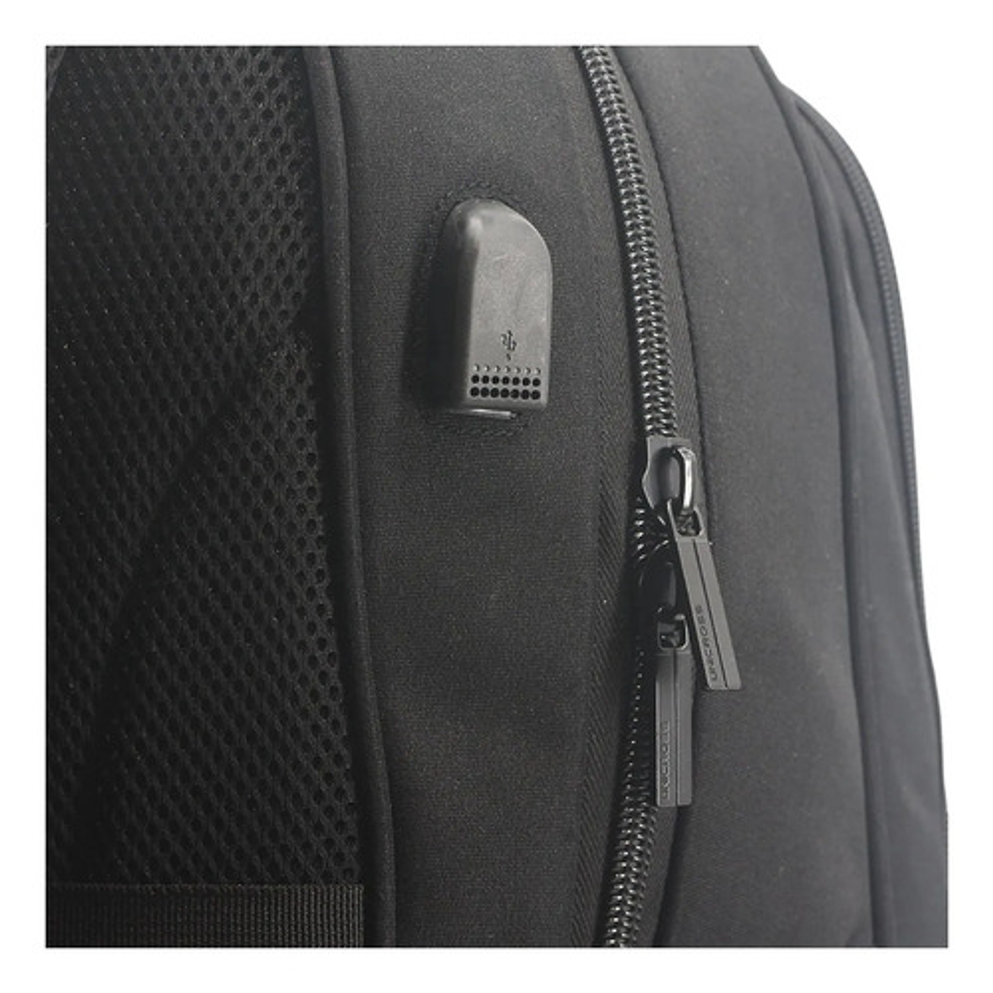 Mochila Urbana Con Capucha Integrada Porta Laptop Reforzada Negro Liso 6