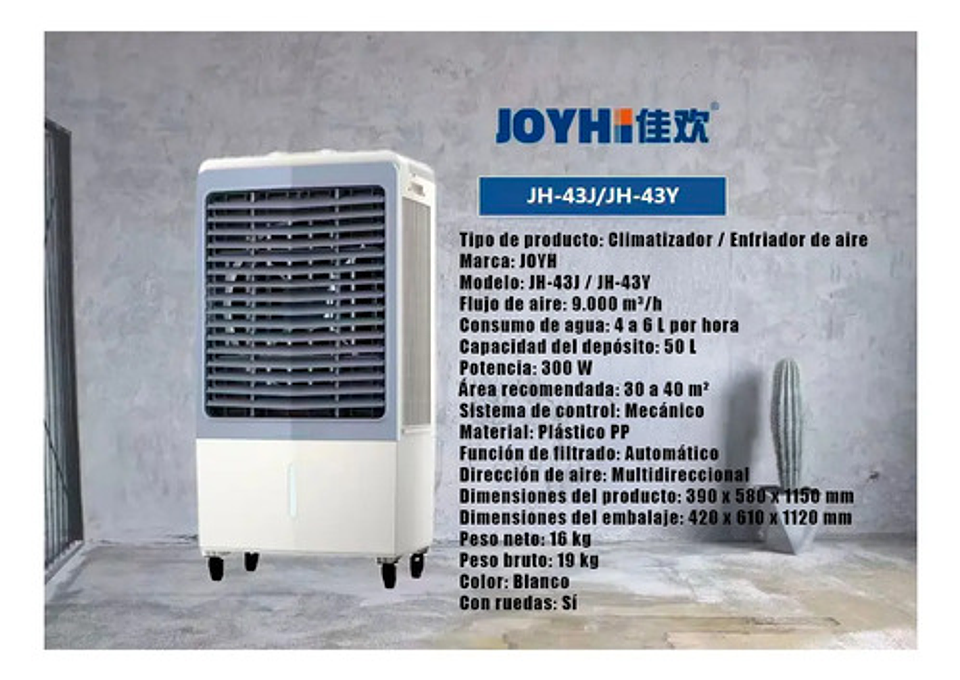 Climatizador Enfriador De Aire 50l 300w Portátil Blanco 2