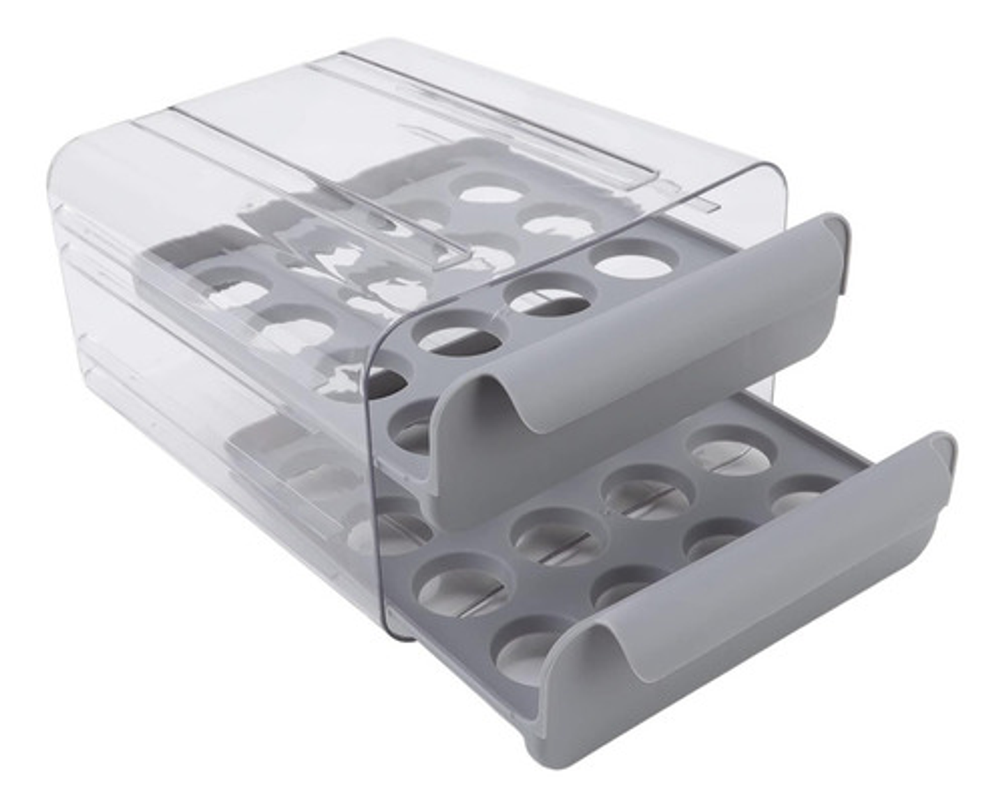 Contenedor De Huevos 32 Compartimentos Doble Capa Gris Blanco 2