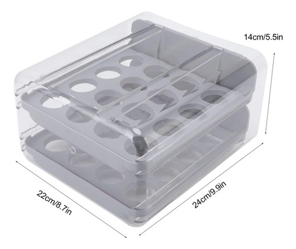 Contenedor De Huevos 32 Compartimentos Doble Capa Gris Blanco 3