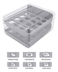 Contenedor De Huevos 32 Compartimentos Doble Capa Gris Blanco - Miniatura 4