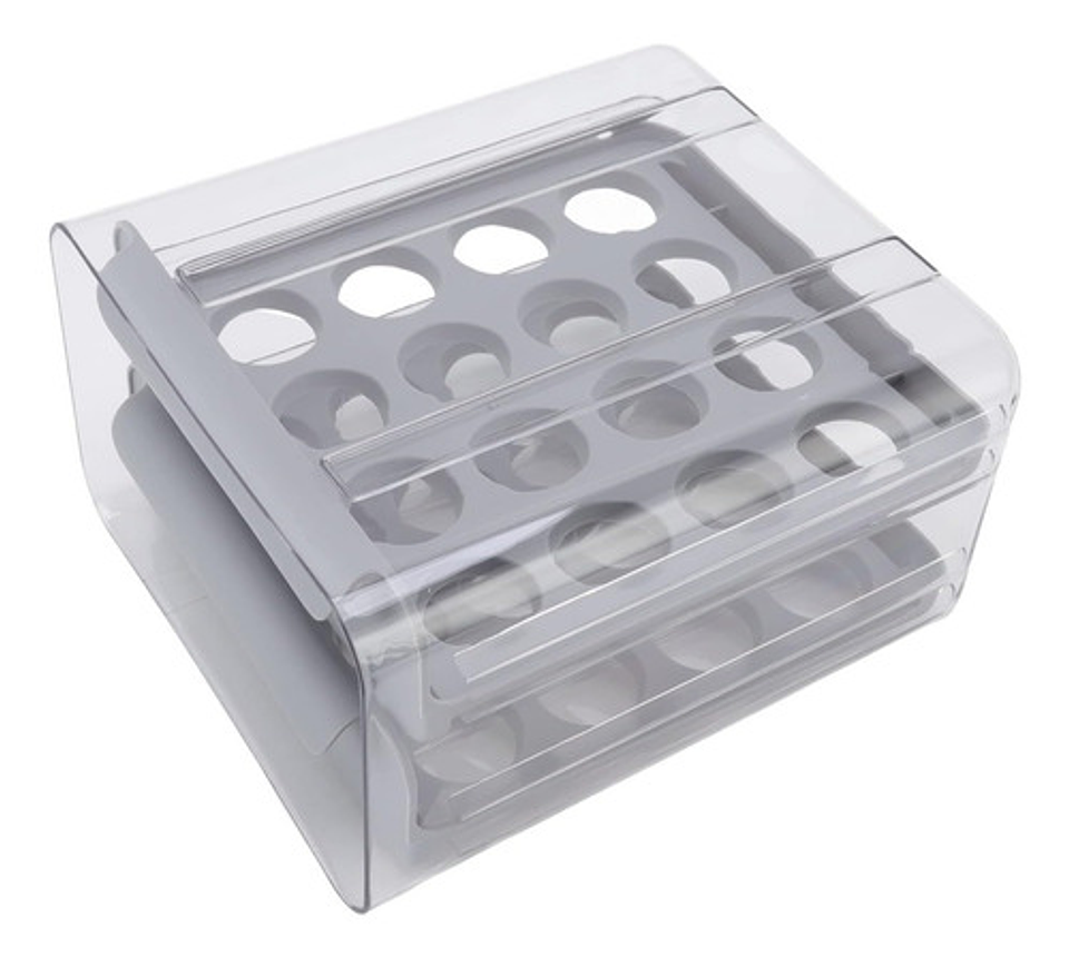 Contenedor De Huevos 32 Compartimentos Doble Capa Gris Blanco 8