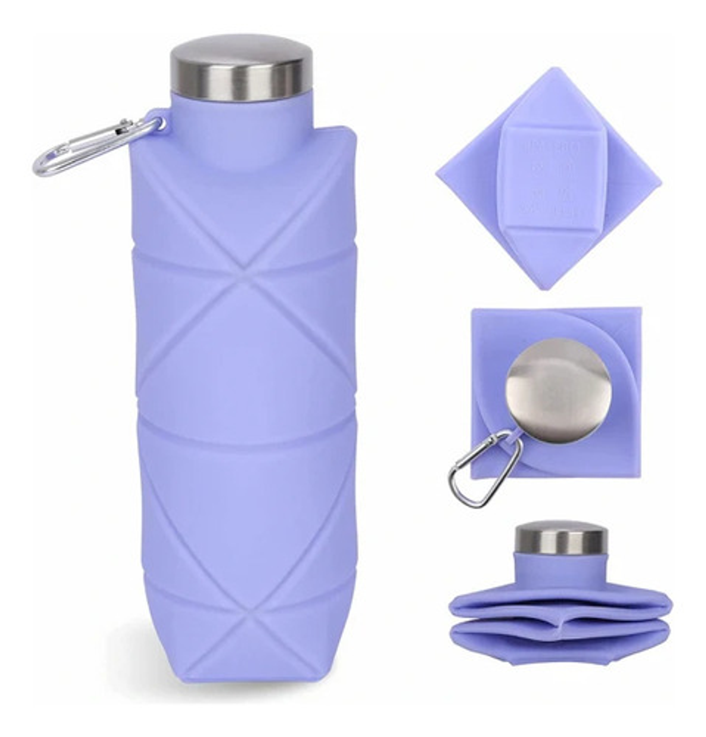 Botella Plegable De Silicona Portátil Para Agua Gimnasio Celeste 2