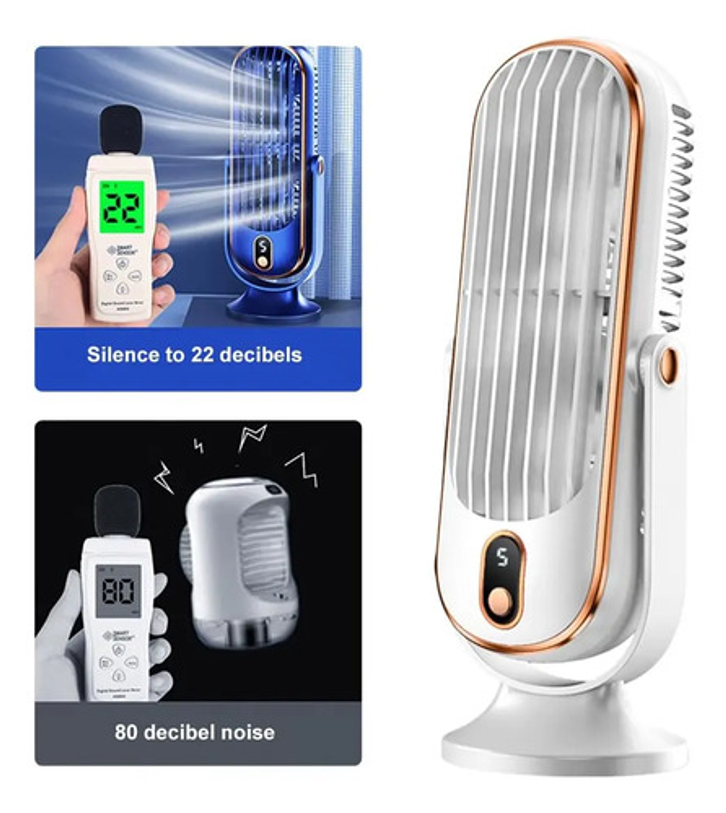Ventilador Torre Escritorio Usb Recargable 5 Velocidades 7