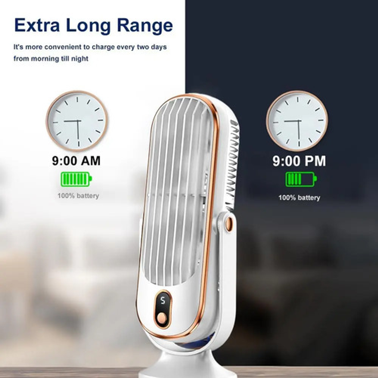 Ventilador Torre Escritorio Usb Recargable 5 Velocidades 9