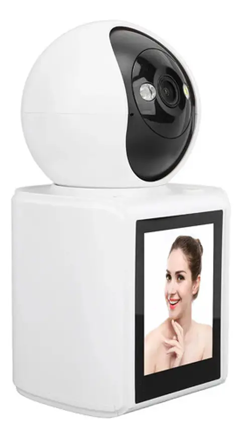 Cámara Seguridad Wifi Ip Inteligente Videollamada Pantalla 2 Blanco