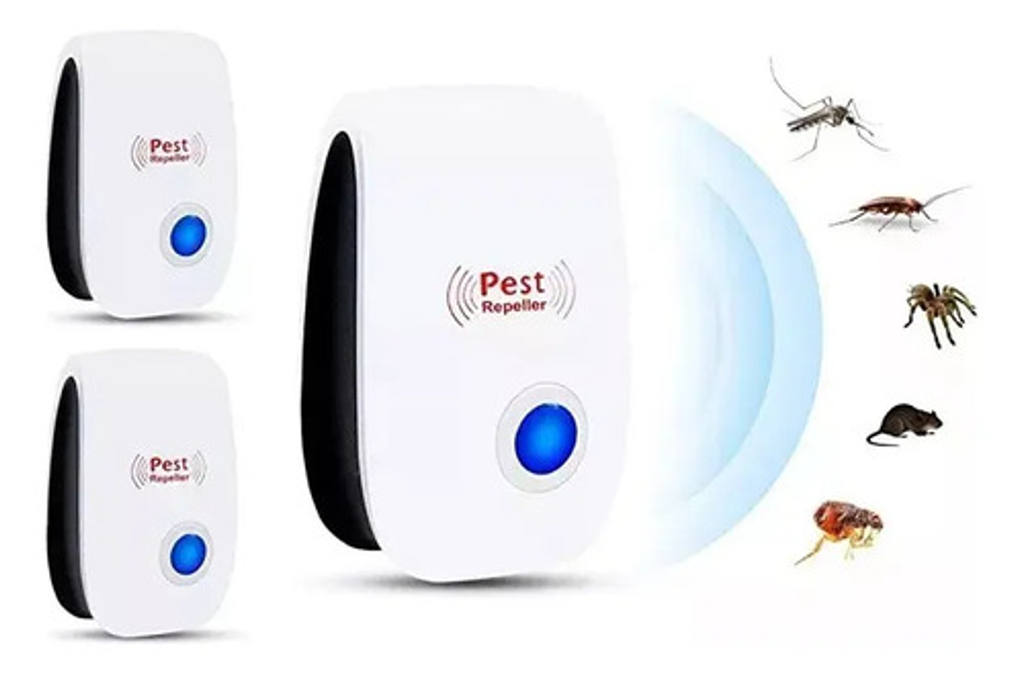 Pack 3 Repelente De Plagas Ultrasónico Ahuyenta Insectos Roedores , Pest 1