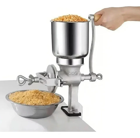 Molino Moledor Manual Metálico Choclo Maiz Sregalito Plateado