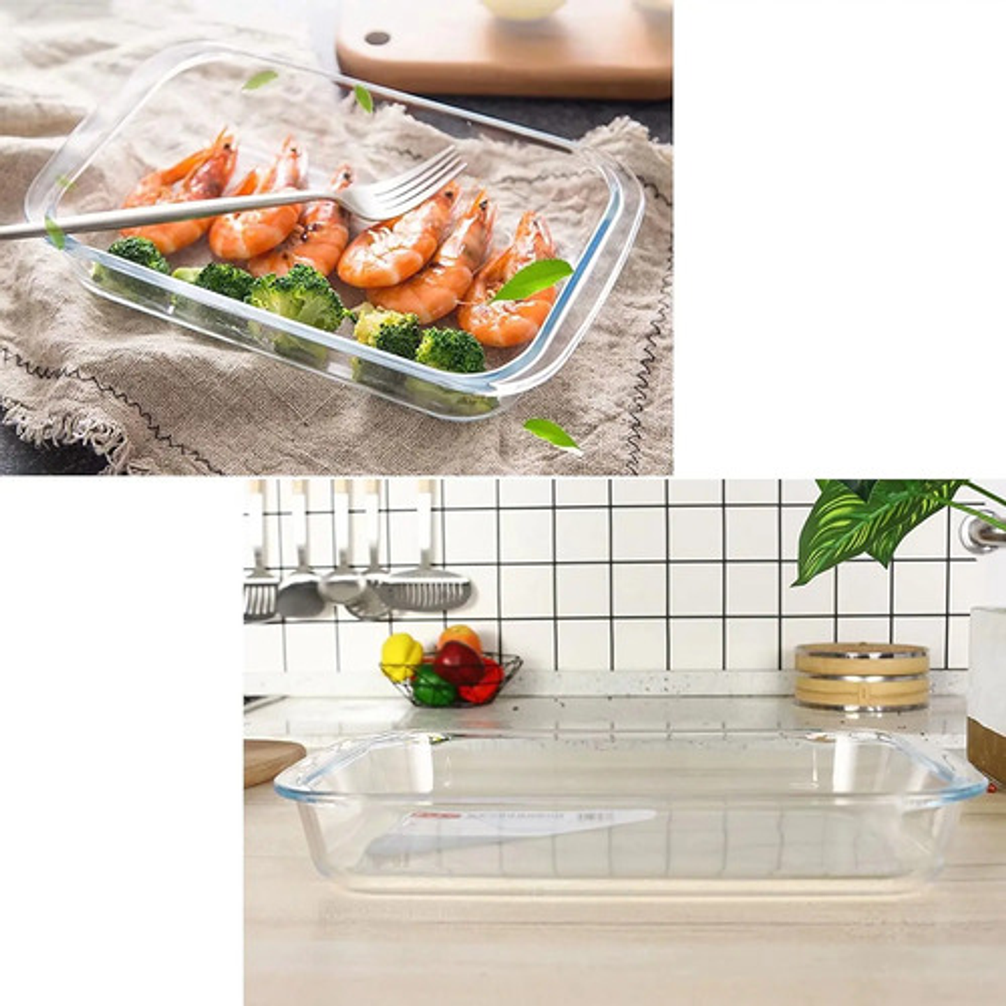 Bandeja Refractario De 2.2l Fuente De Vidrio Para Horno  6