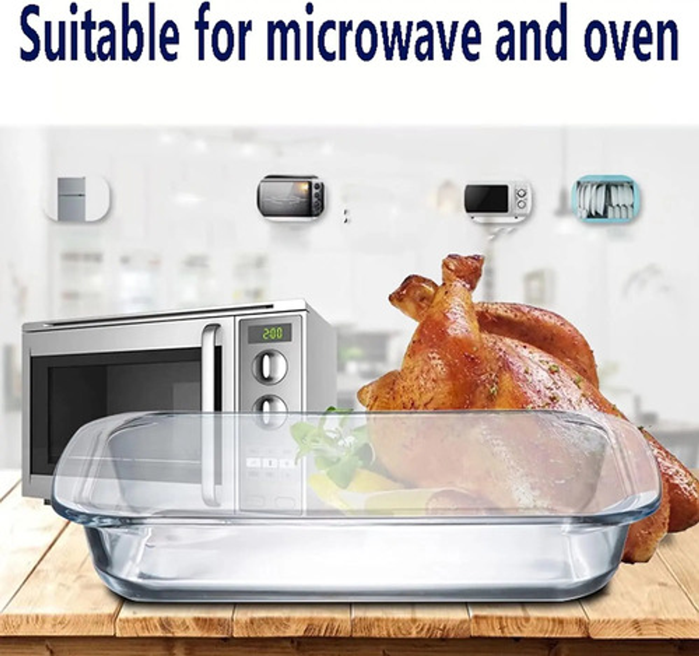 Bandeja Refractario De 2.2l Fuente De Vidrio Para Horno  10