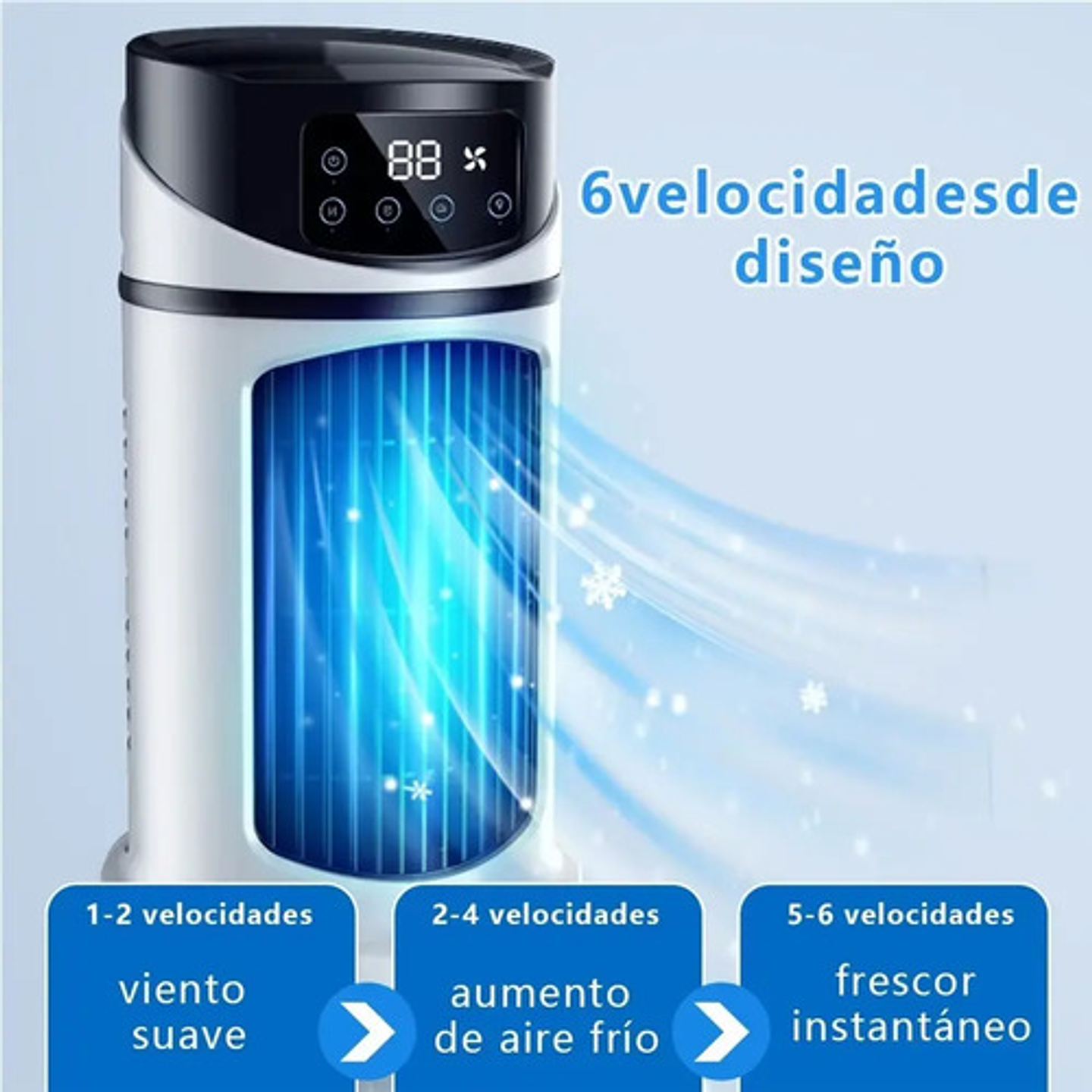 Ventilador Heladera Portátil 6 Modos Aire Frío 0.6l . 5