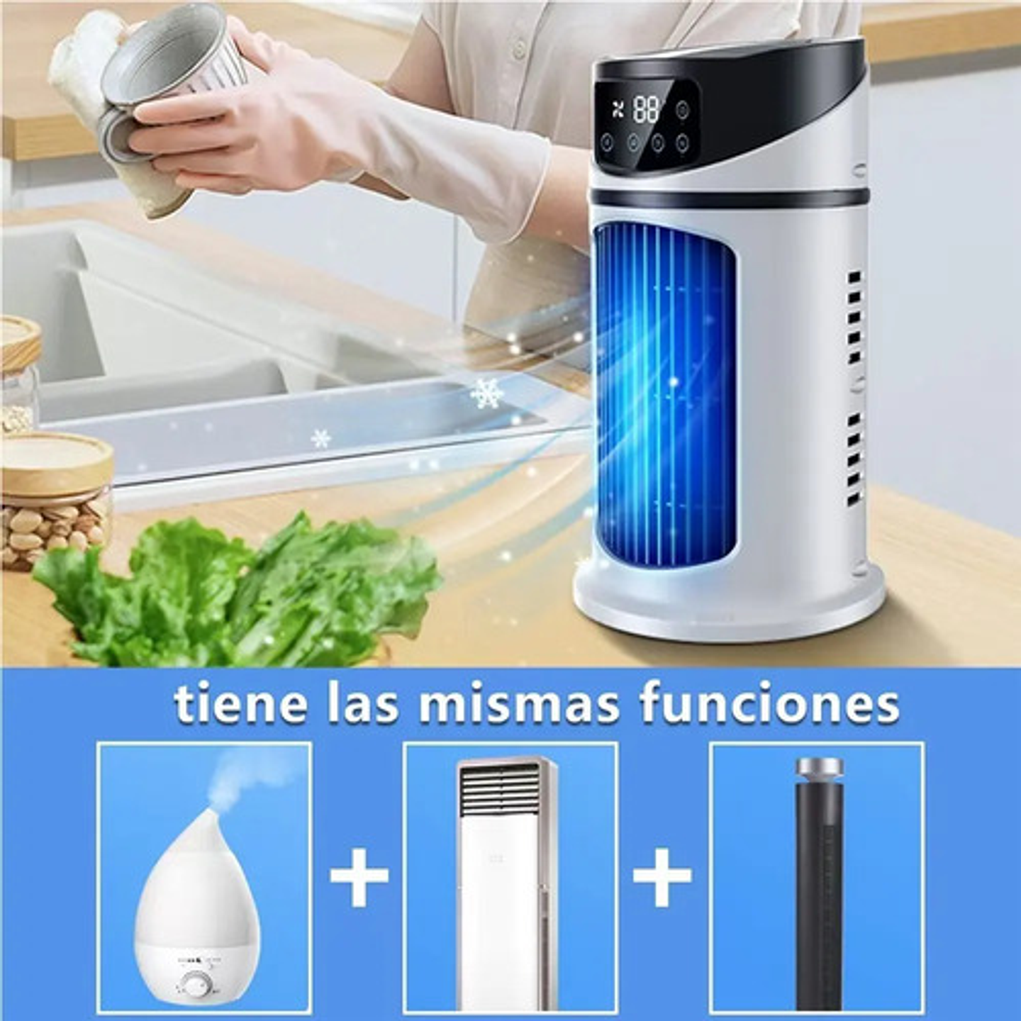 Ventilador Heladera Portátil 6 Modos Aire Frío 0.6l . 6