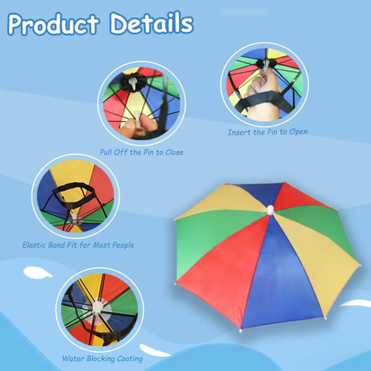 Paraguas Sombrero De Cabeza Manos Libres Ajustable Multitall 4