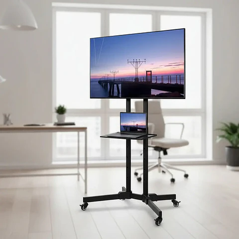 Soporte De Piso Para Tv Con Ruedas 32-65'' Base Profesional Negro
