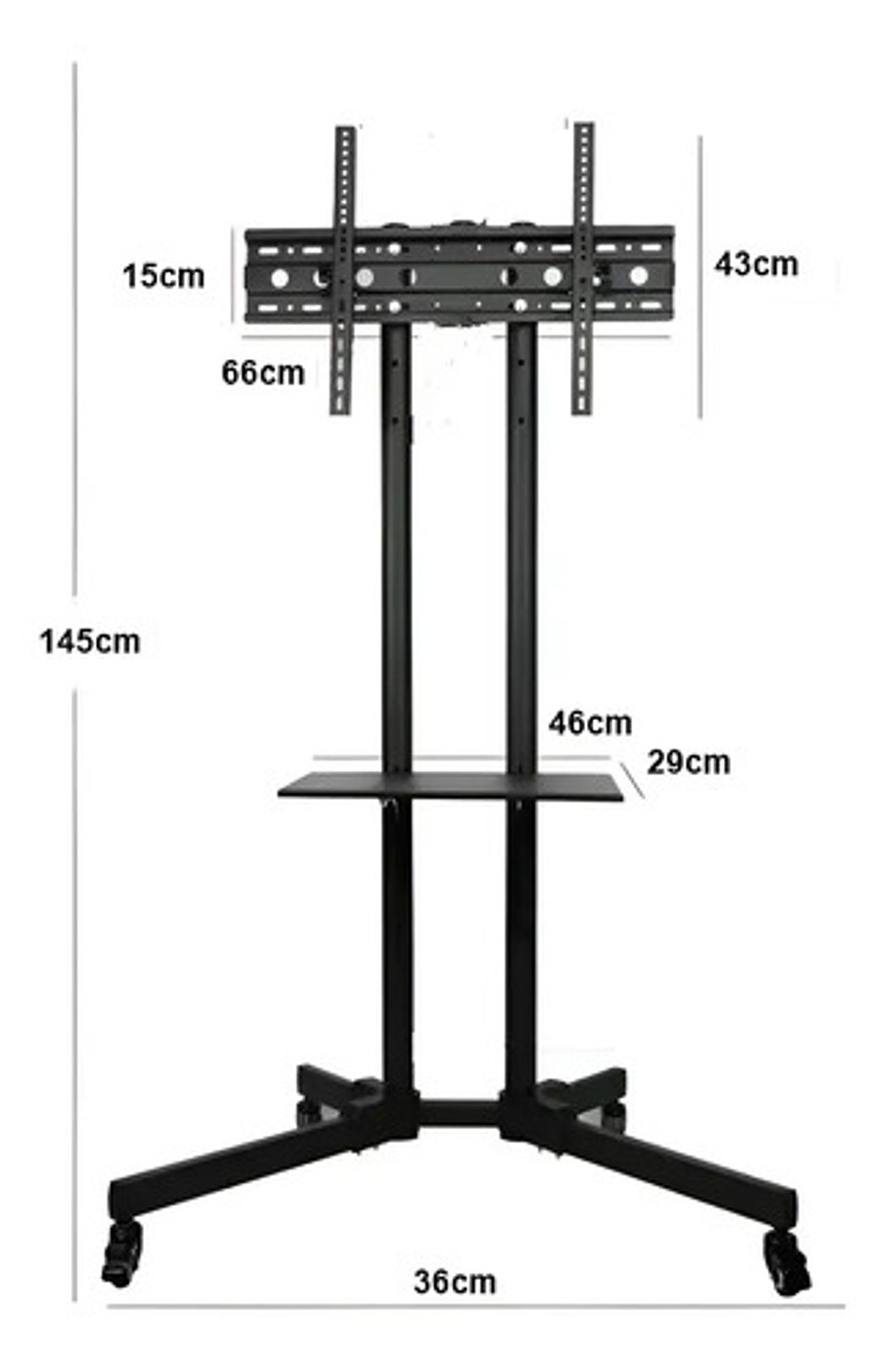 Soporte De Piso Para Tv Con Ruedas 32-65'' Base Profesional Negro 5