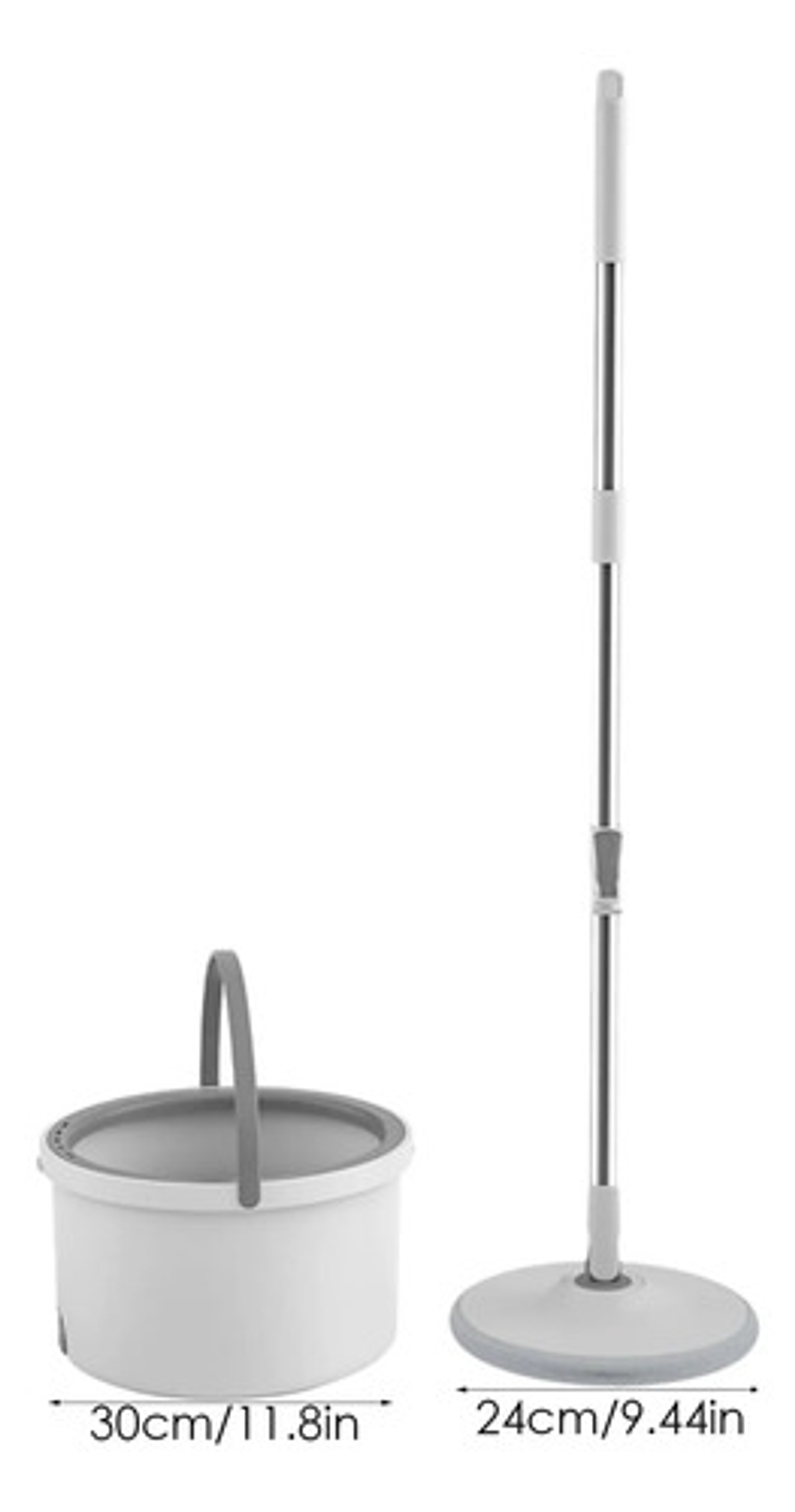 Mopa Trapeador Giratorio 360 Y Balde Escurridor Thek Acero Blanco 2