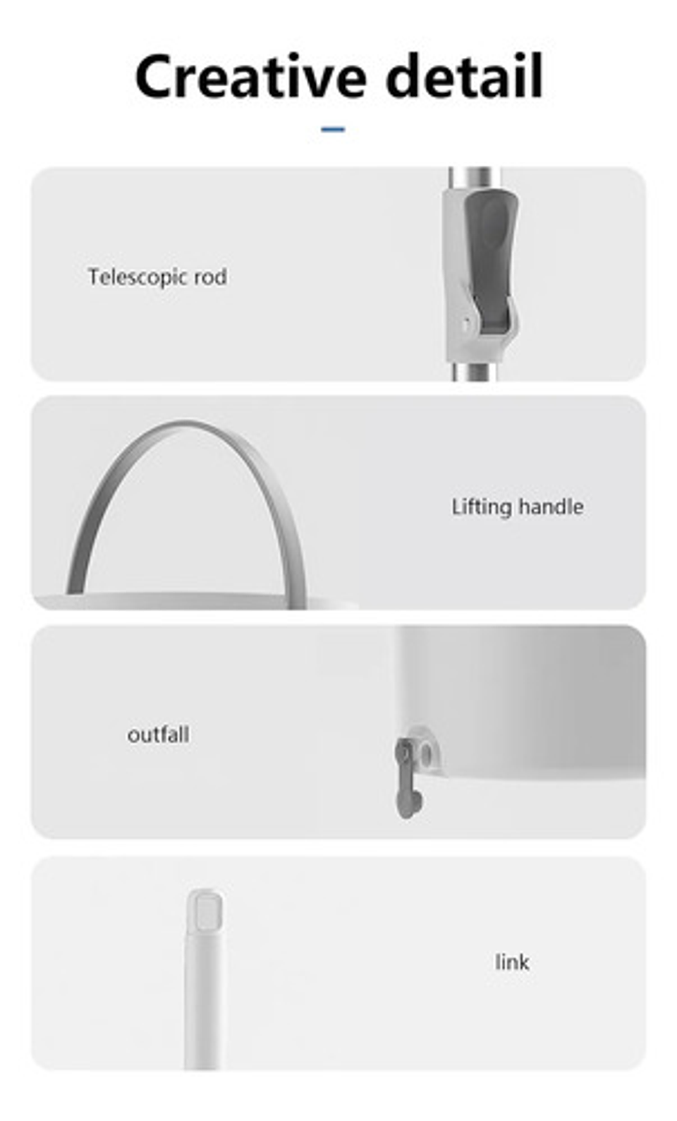 Mopa Trapeador Giratorio 360 Y Balde Escurridor Thek Acero Blanco 3