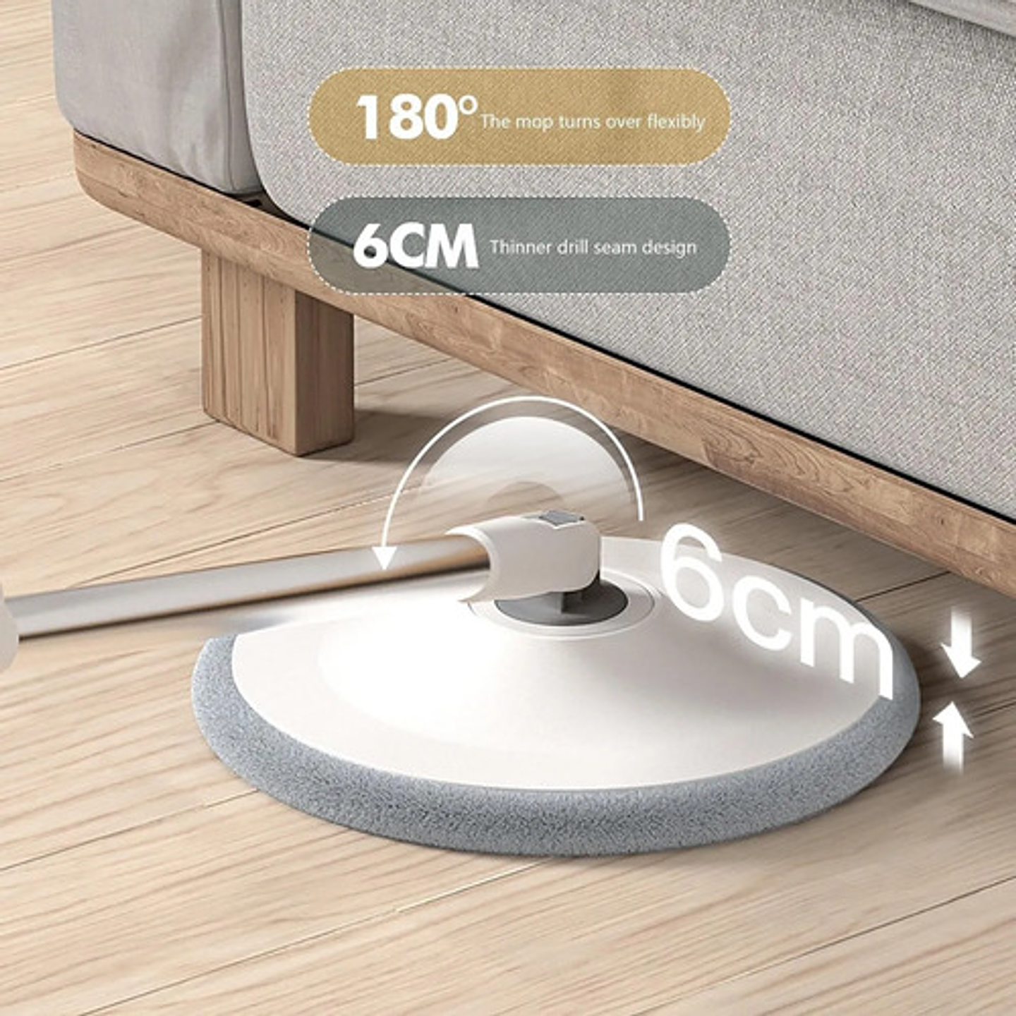 Mopa Trapeador Giratorio 360 Y Balde Escurridor Thek Acero Blanco 6