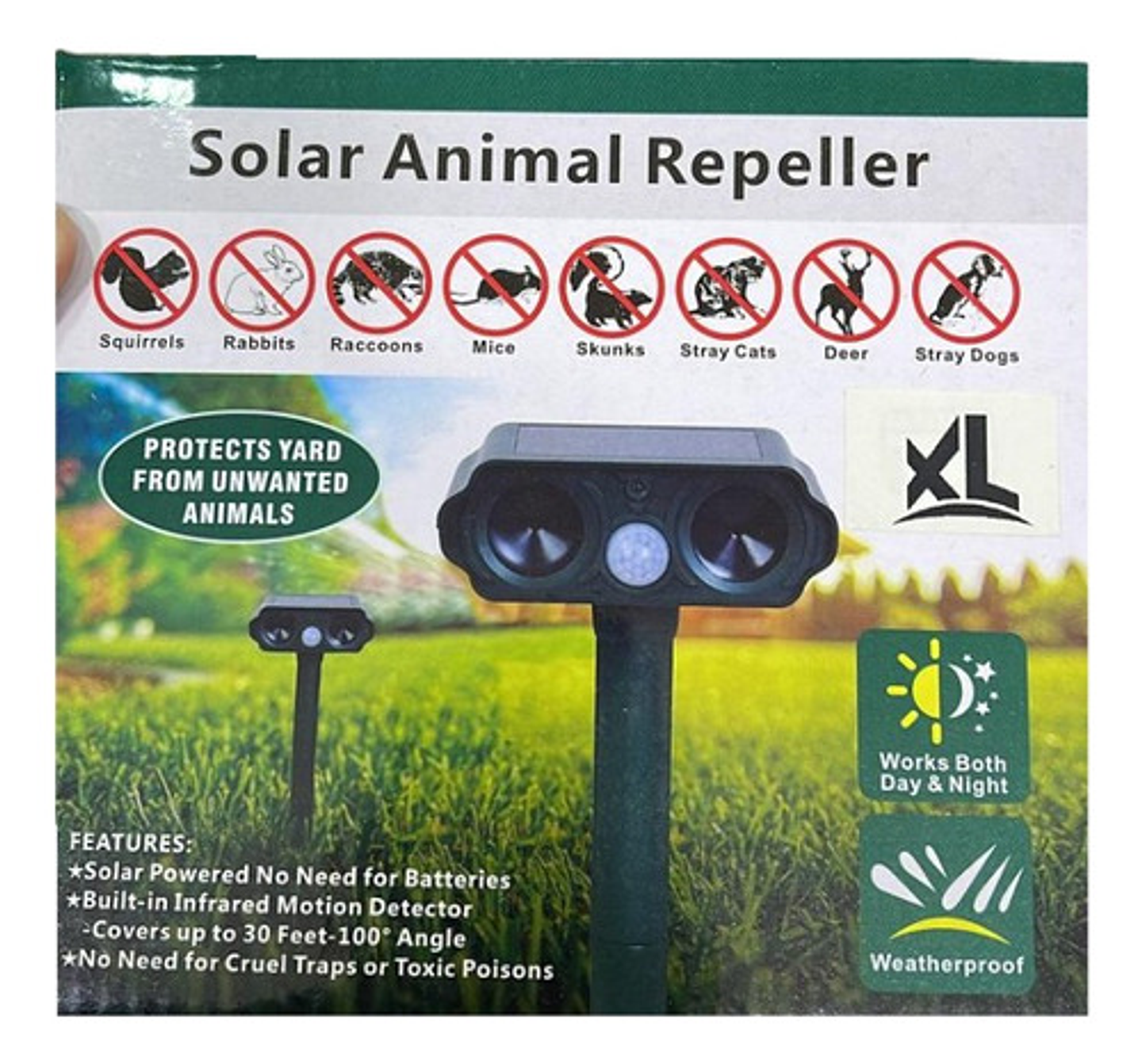 Repelente De Animales Solar Ahuyentador Jardín Ultrasónico Color Verde Oscuro 3