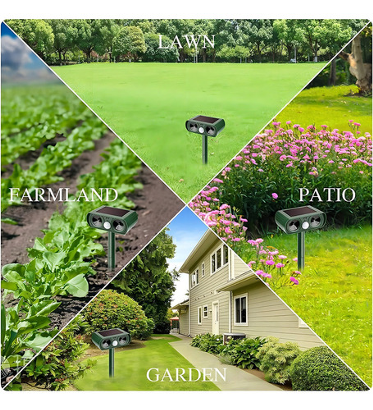 Repelente De Animales Solar Ahuyentador Jardín Ultrasónico Color Verde Oscuro 5