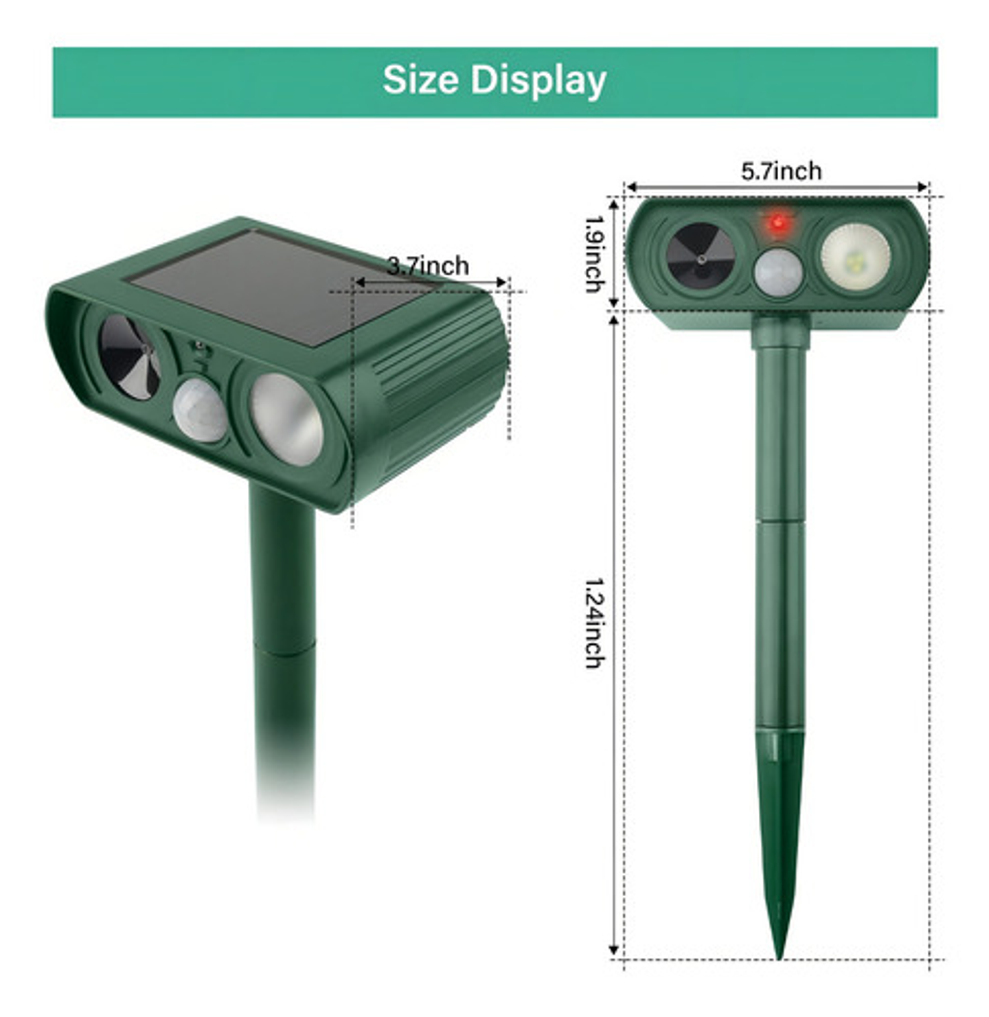 Repelente De Animales Solar Ahuyentador Jardín Ultrasónico Color Verde Oscuro 6
