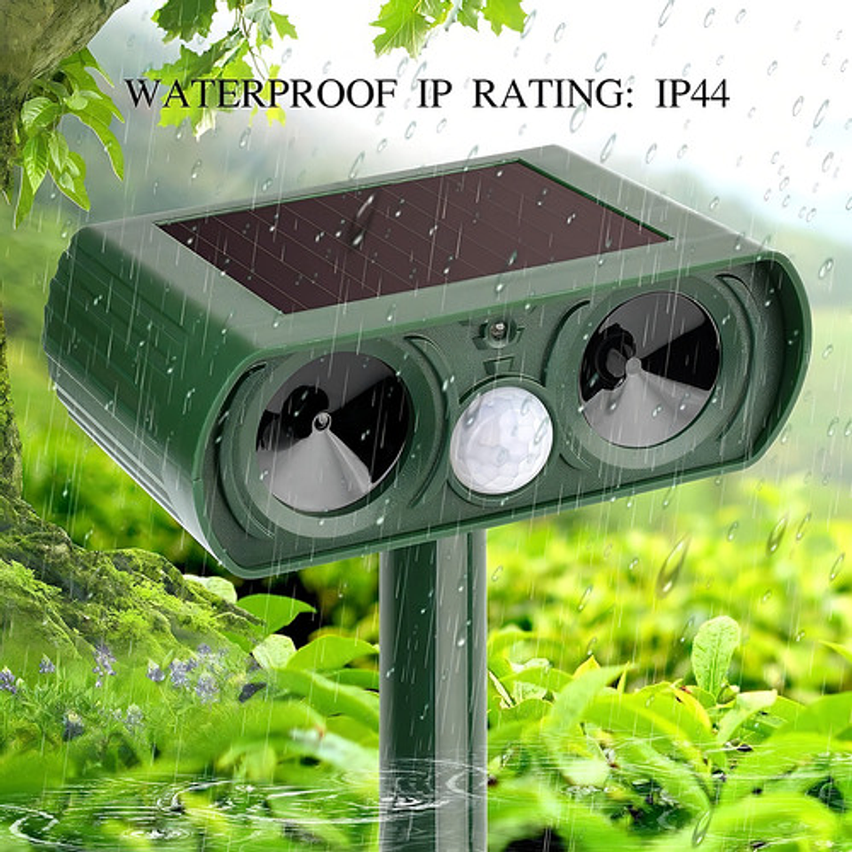 Repelente De Animales Solar Ahuyentador Jardín Ultrasónico Color Verde Oscuro 10