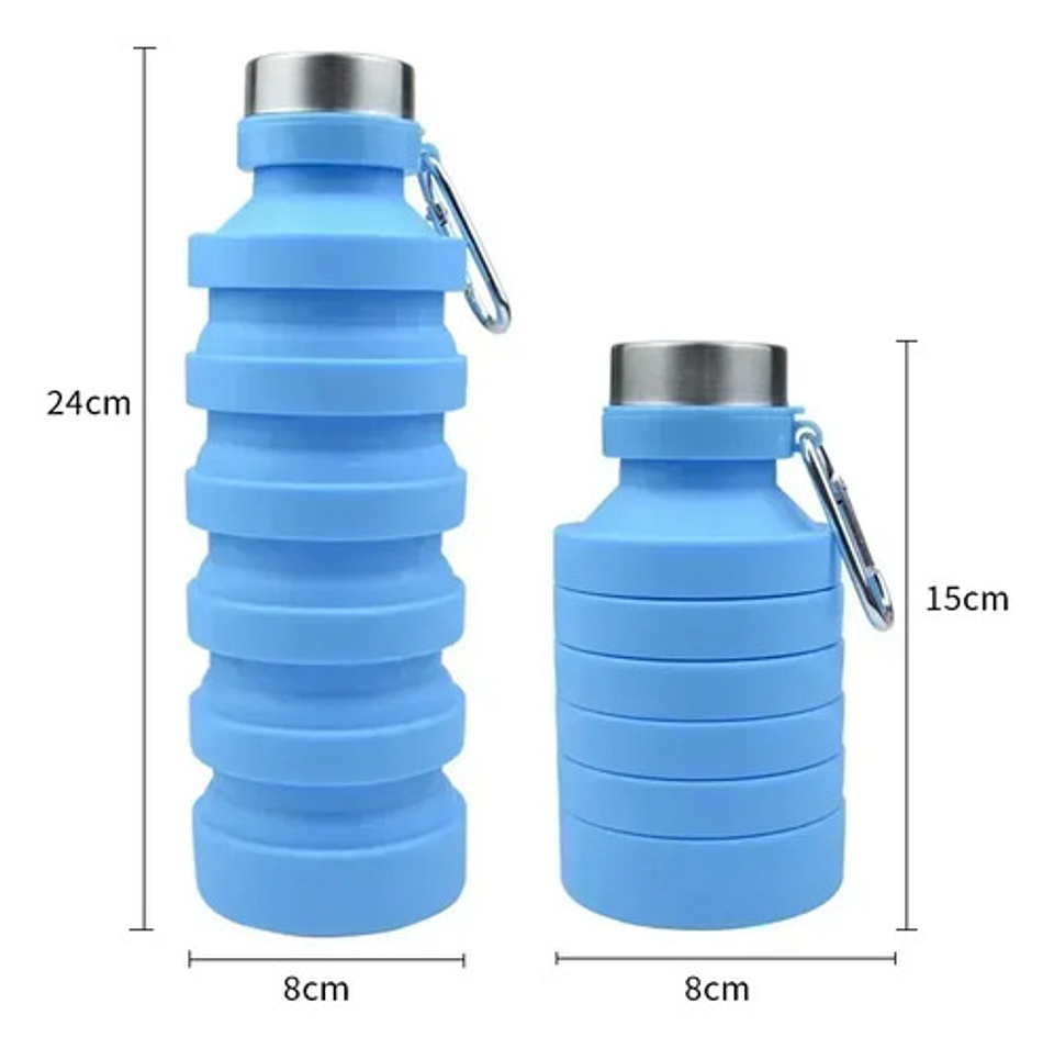 X2 Botella De Agua Plegable Silicona Grado Alimenticio Verde Lila Rosa Pálido Negro 3