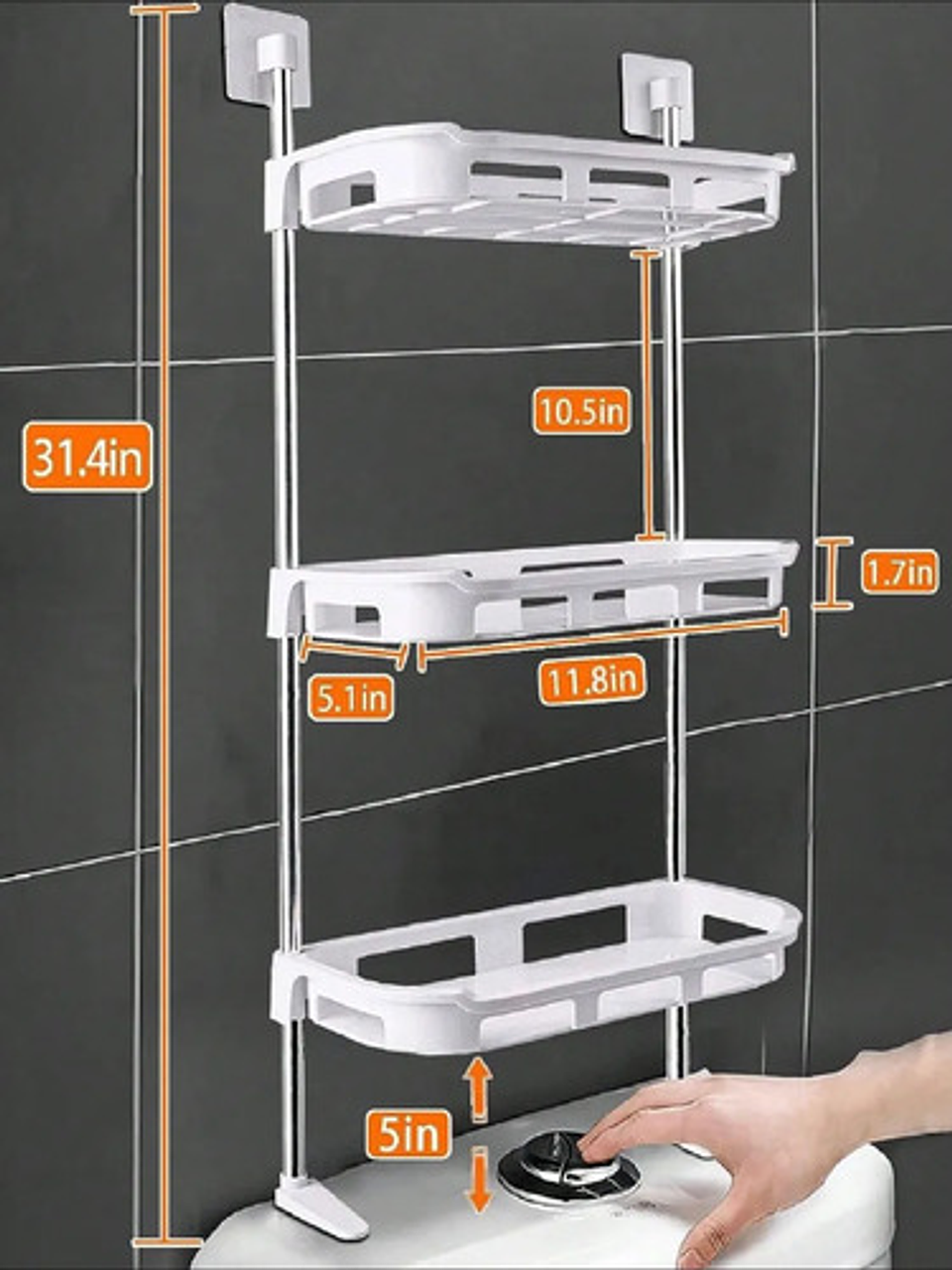 Organizador De Baño Thek Estante Sobre Inodoro 3 Niveles 5