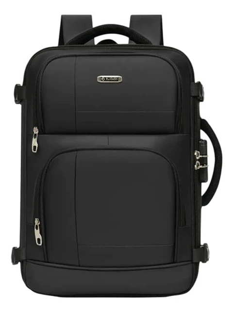 Mochila Urbana Con Capucha Integrada Porta Laptop Reforzada Negro Liso