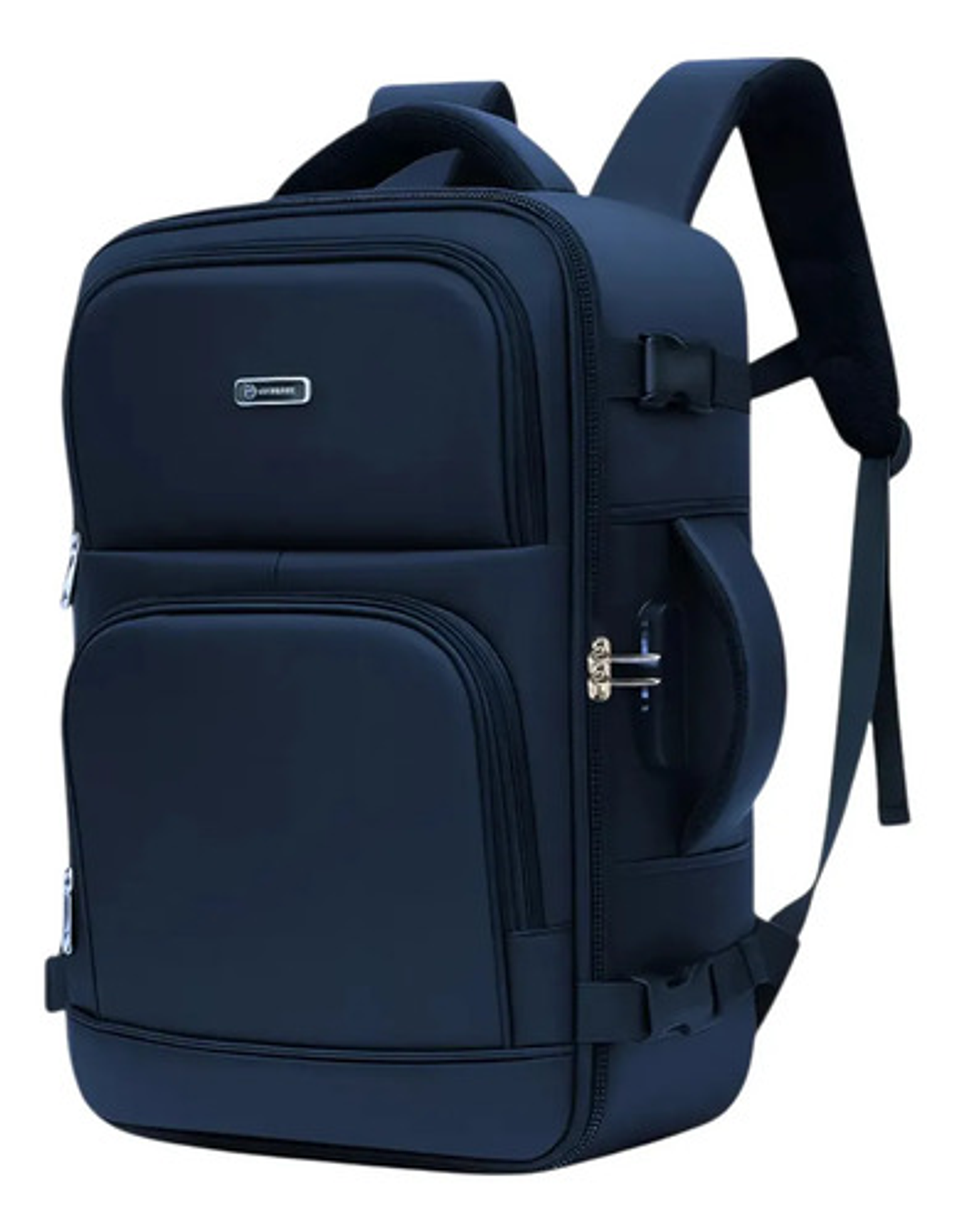 Mochila Urbana Con Capucha Integrada Porta Laptop Reforzada Negro Liso 3