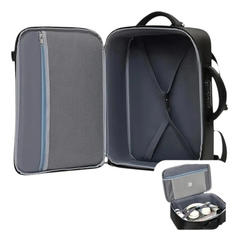 Mochila Urbana Con Capucha Integrada Porta Laptop Reforzada Negro Liso 5